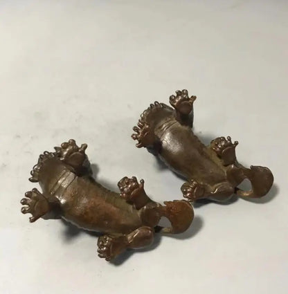 Archaize brass auspicious God beast small crafts statue A pair