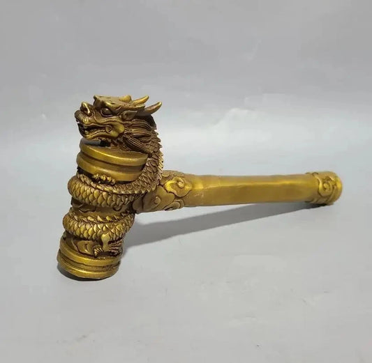 Archaize brass auspicious clouds Dragon hammer desktop decoration crafts statue