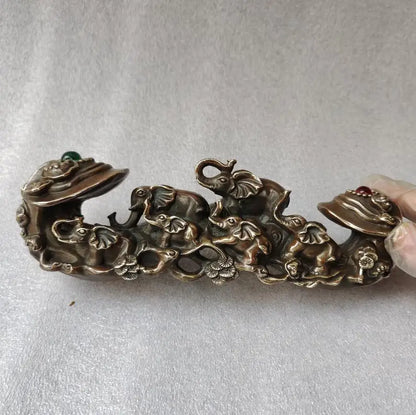 Archaize brass elephant Ruyi crafts statue