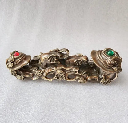Archaize brass elephant Ruyi crafts statue