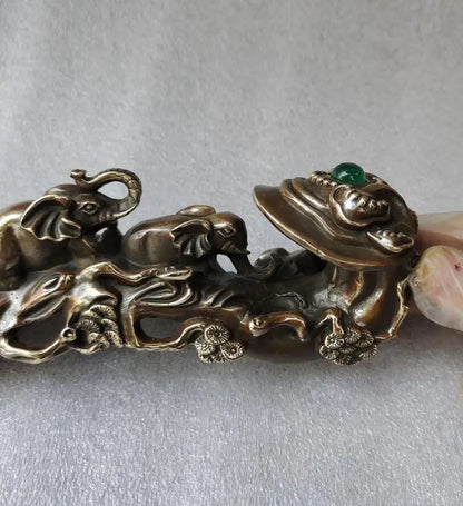 Archaize brass elephant Ruyi crafts statue