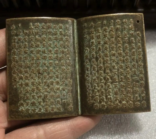 Archaize brass engraving Buddhist scriptures small crafts statue