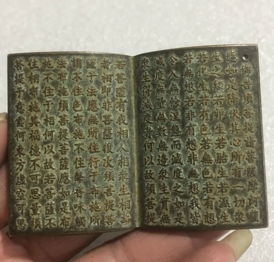 Archaize brass engraving Buddhist scriptures small crafts statue