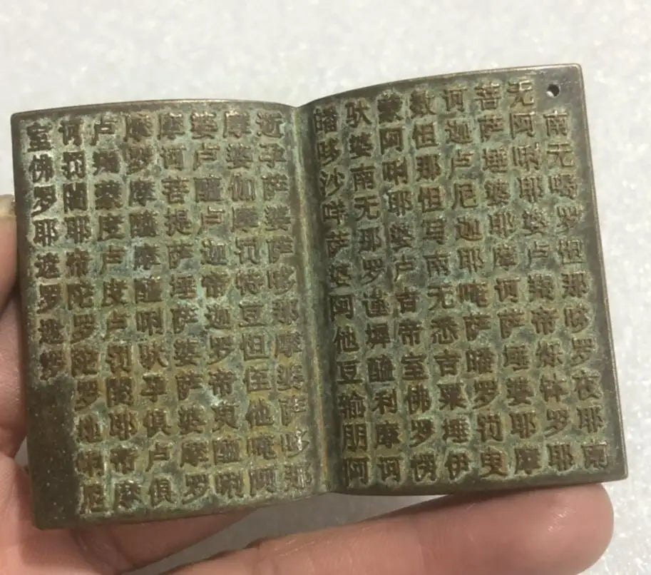Archaize brass engraving Buddhist scriptures small crafts statue