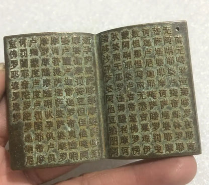 Archaize brass engraving Buddhist scriptures small crafts statue