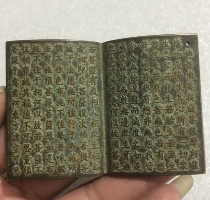 Archaize brass engraving Buddhist scriptures small crafts statue