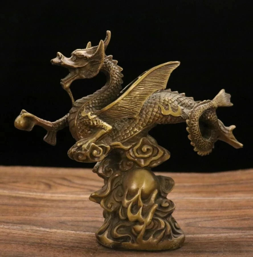 Archaize brass fly dragon household decoration crafts statue