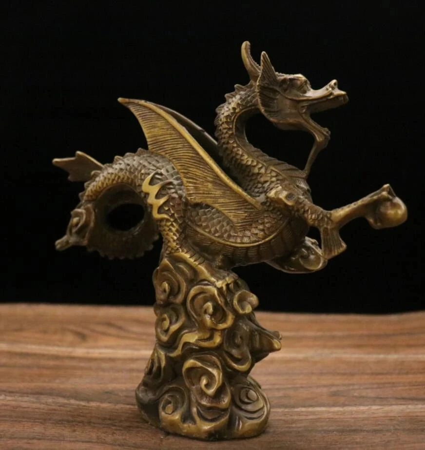 Archaize brass fly dragon household decoration crafts statue