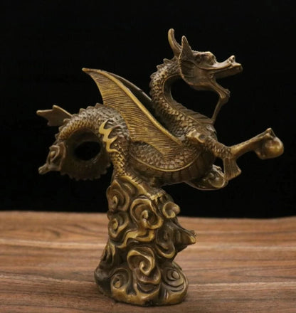 Archaize brass fly dragon household decoration crafts statue