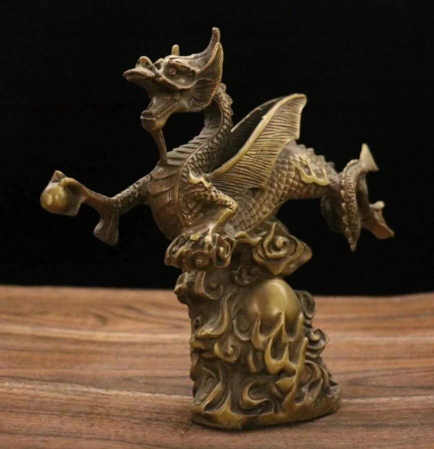 Archaize brass fly dragon household decoration crafts statue