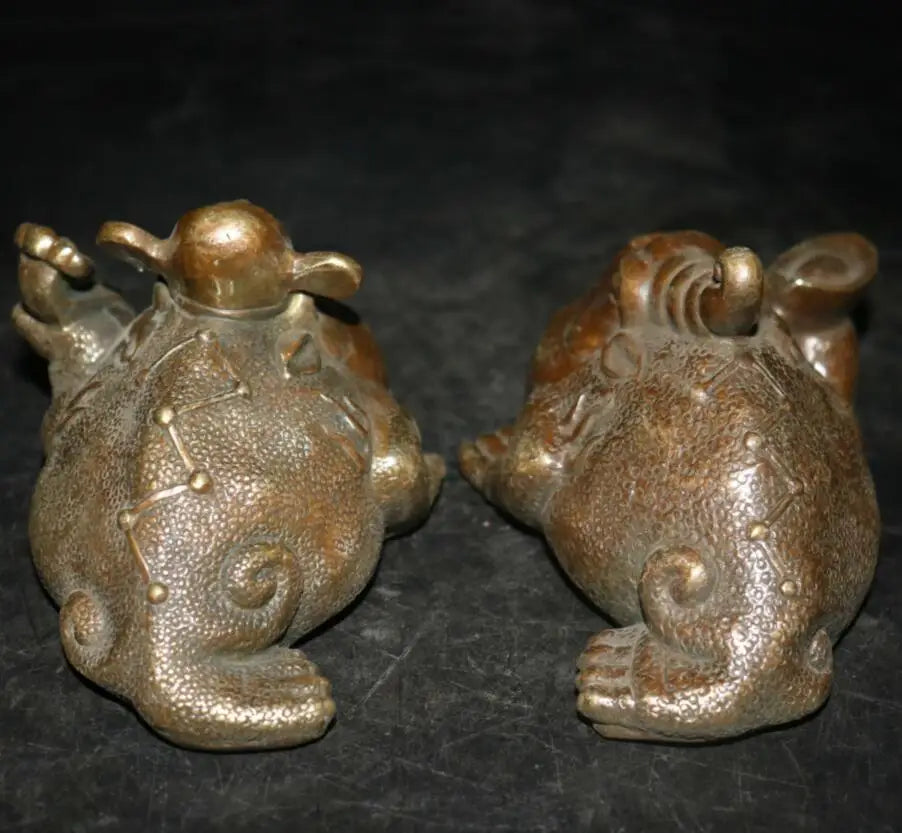 Archaize brass gold toad crafts statue A pair