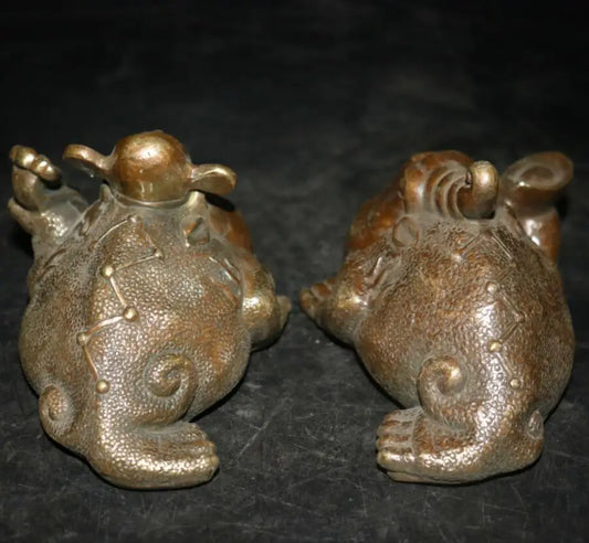 Archaize brass gold toad crafts statue A pair