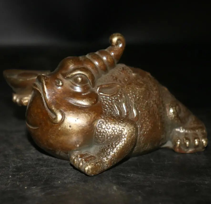 Archaize brass gold toad crafts statue A pair