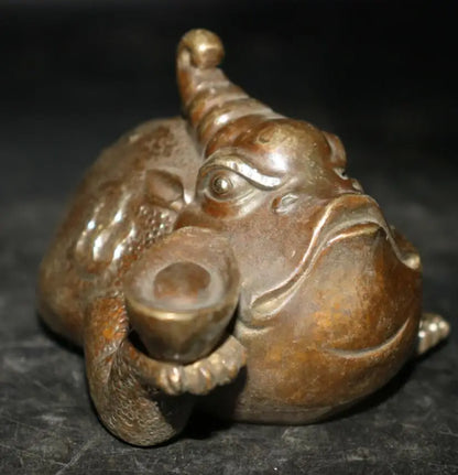 Archaize brass gold toad crafts statue A pair