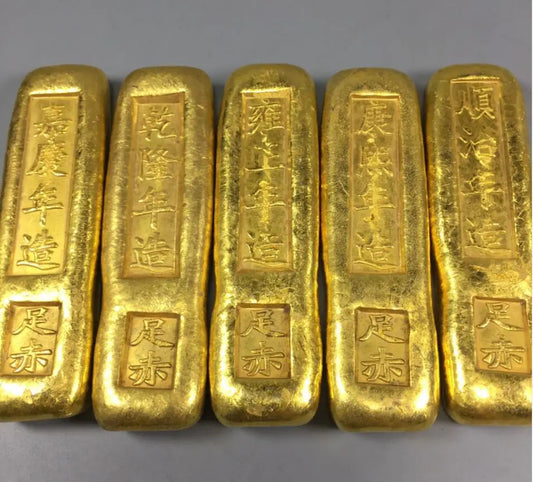 Archaize brass imitation Gold bars crafts statue A set