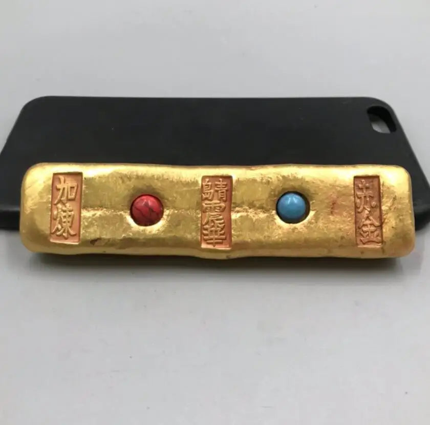 Archaize brass inlay gem Imitation Gold bars small crafts statue