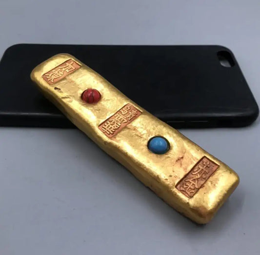 Archaize brass inlay gem Imitation Gold bars small crafts statue