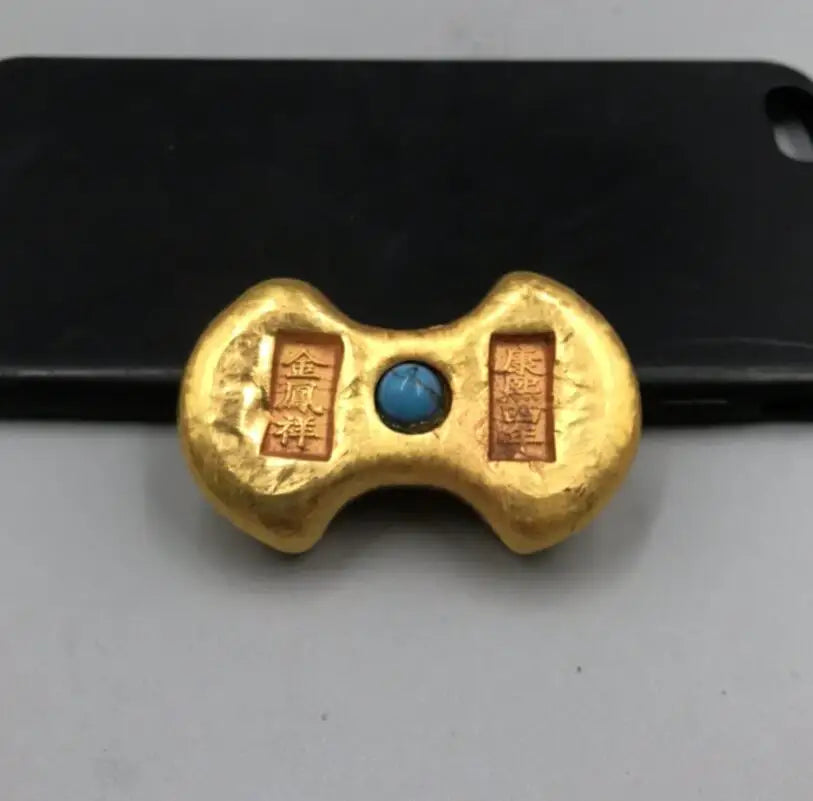 Archaize brass inlay gem Imitation Gold nugget small crafts statue