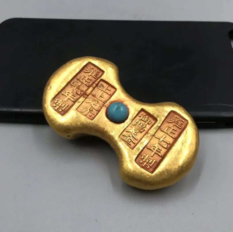 Archaize brass inlay gem Imitation Gold nugget small crafts statue
