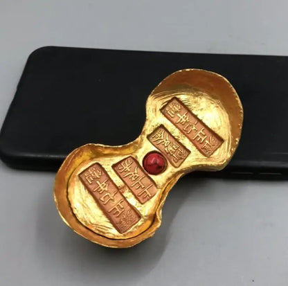 Archaize brass inlay gem Imitation gold Ingots small crafts statue