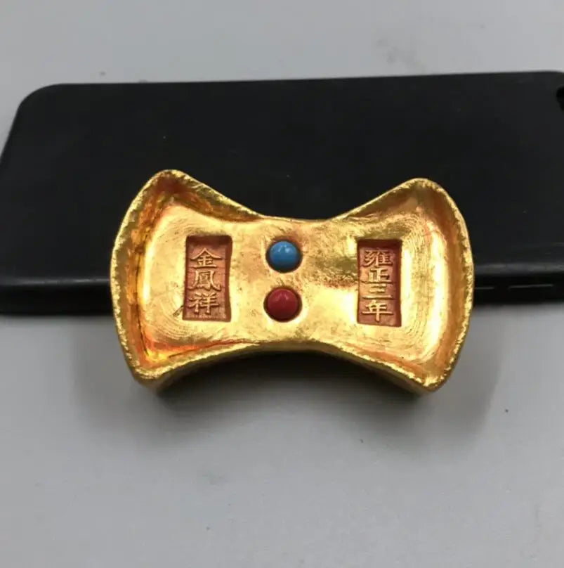 Archaize brass inlay gem Imitation gold Ingots small crafts statue