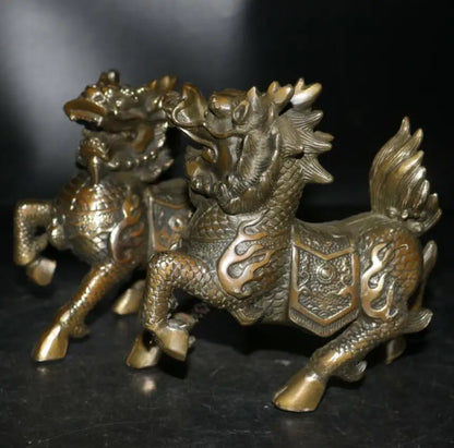 Archaize brass kirin crafts statue A pair