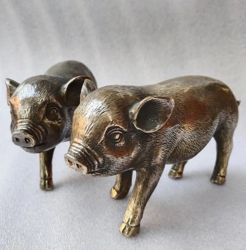 Archaize brass pig crafts statue A pair