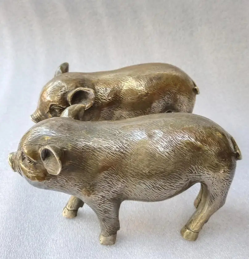 Archaize brass pig crafts statue A pair