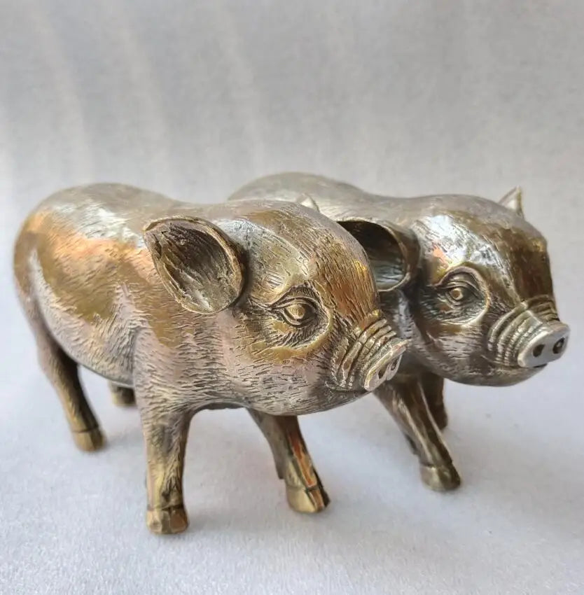 Archaize brass pig crafts statue A pair