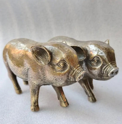 Archaize brass pig crafts statue A pair