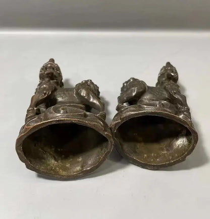 Archaize brass recruit wealth God beast kirin small crafts statue A pair