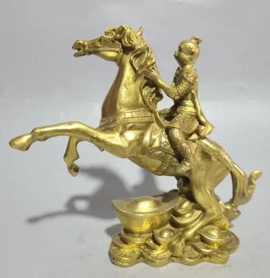 Archaize brass recruit wealth monkey ride horse household decoration crafts statue