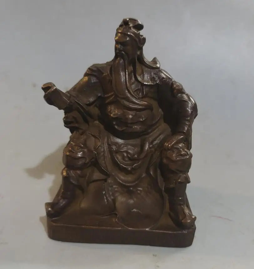 Archaize brass sit chair Look book Guan yu crafts statue