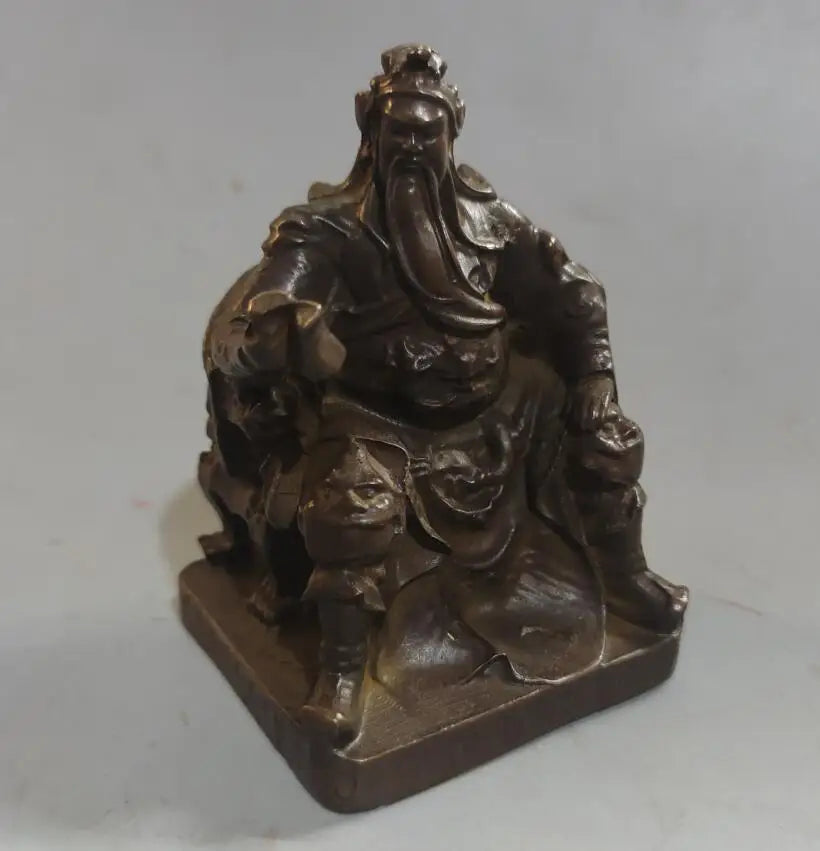 Archaize brass sit chair Look book Guan yu crafts statue