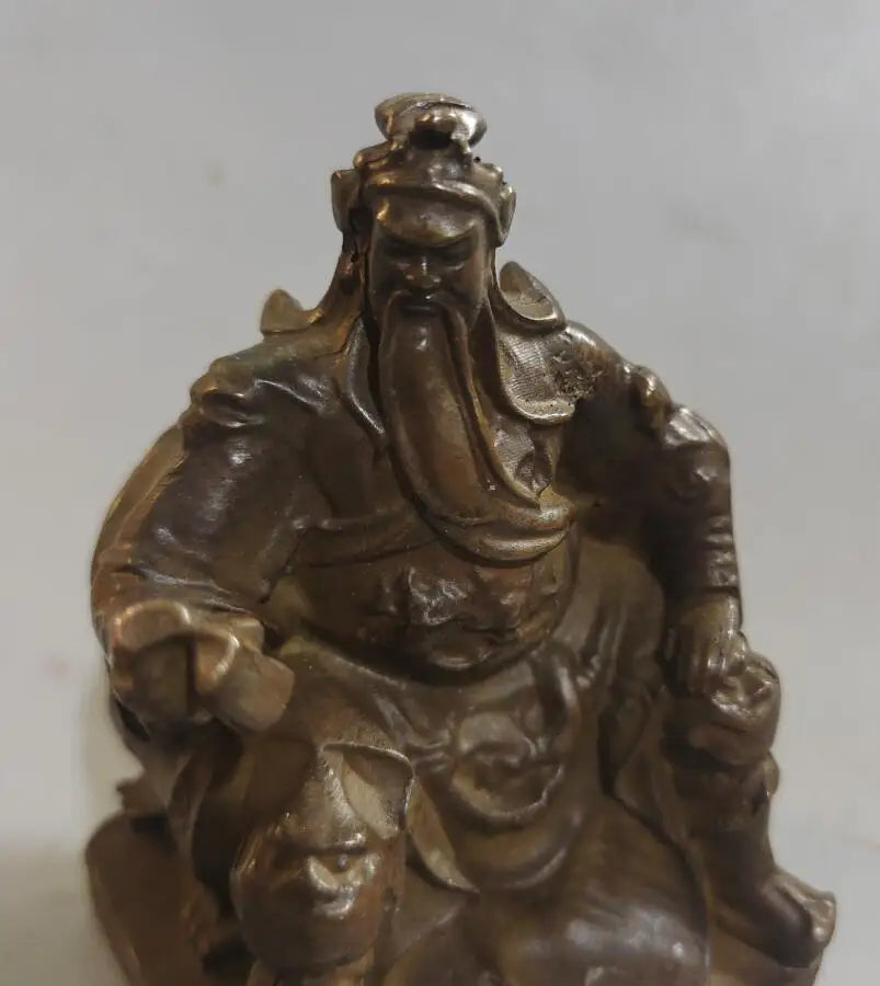 Archaize brass sit chair Look book Guan yu crafts statue