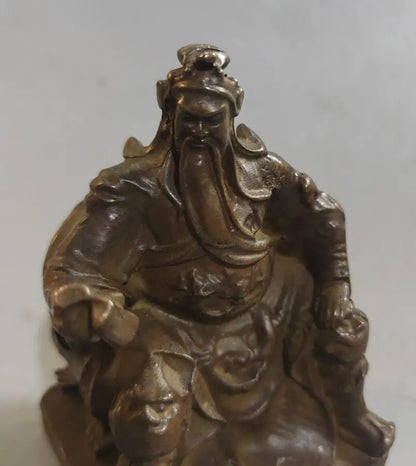 Archaize brass sit chair Look book Guan yu crafts statue