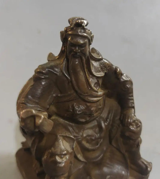 Archaize brass sit chair Look book Guan yu crafts statue