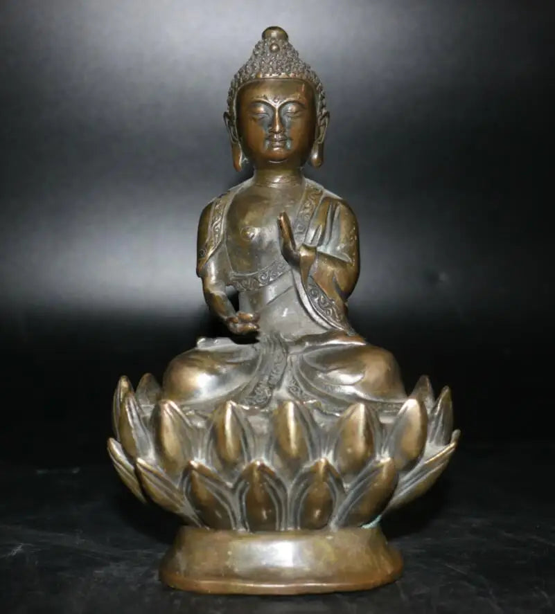 Archaize brass sit lotus Shakyamuni Buddha crafts statue
