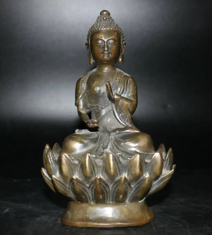 Archaize brass sit lotus Shakyamuni Buddha crafts statue