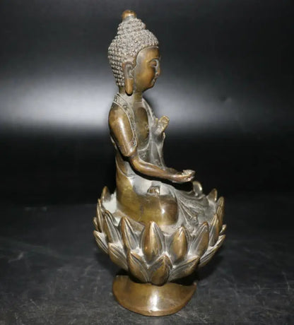 Archaize brass sit lotus Shakyamuni Buddha crafts statue