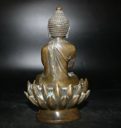 Archaize brass sit lotus Shakyamuni Buddha crafts statue