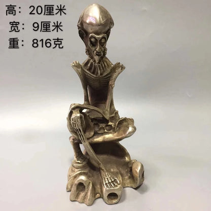 Archaize collection white copper Arhat bone Buddha craft statue