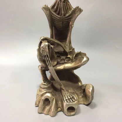 Archaize collection white copper Arhat bone Buddha craft statue