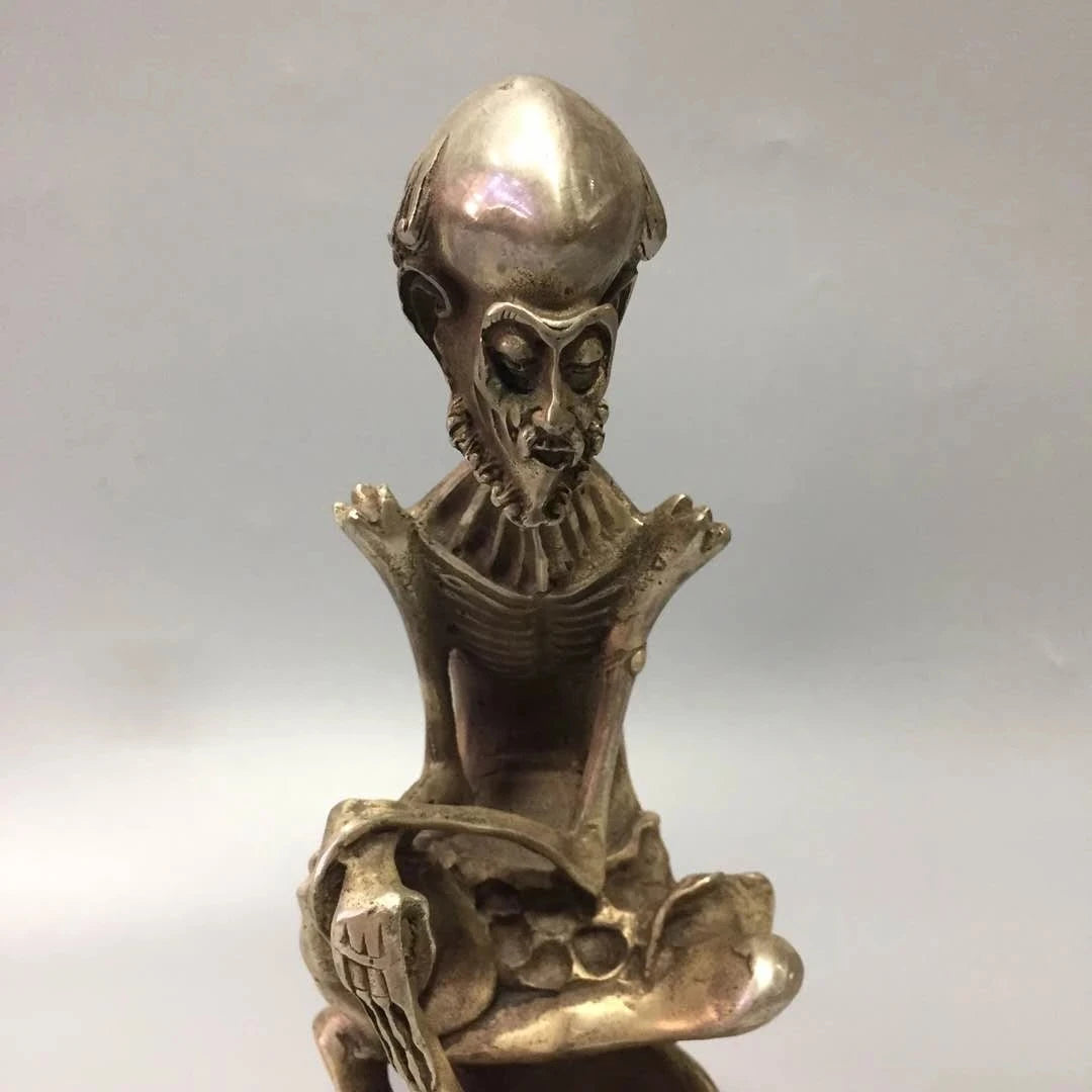 Archaize collection white copper Arhat bone Buddha craft statue