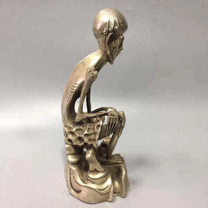 Archaize collection white copper Arhat bone Buddha craft statue