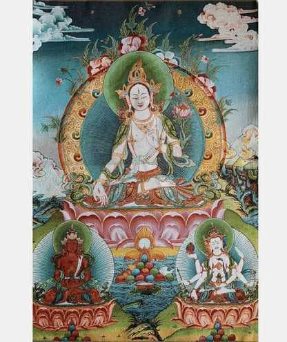 Archaize embroidery White Tara Buddha Hanging pictures crafts