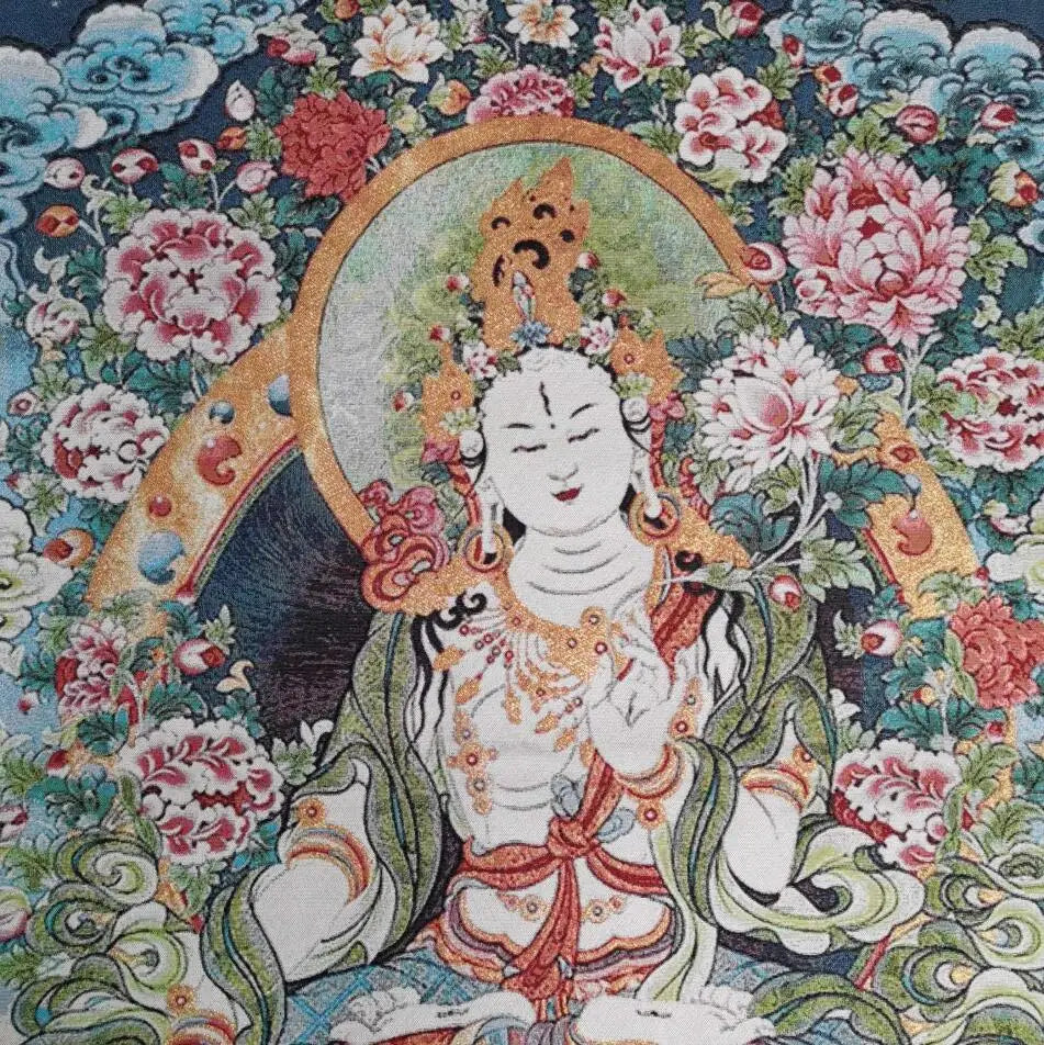 Archaize embroidery White Tara Buddha Hanging pictures crafts