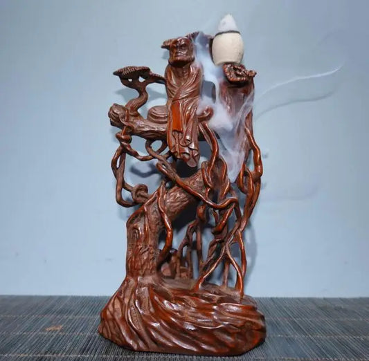 Archaize seiko Hand-carved boxwood Bodhidharma Patriarch household decoration crafts statue