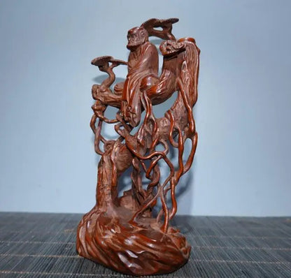 Archaize seiko Hand-carved boxwood Bodhidharma Patriarch household decoration crafts statue