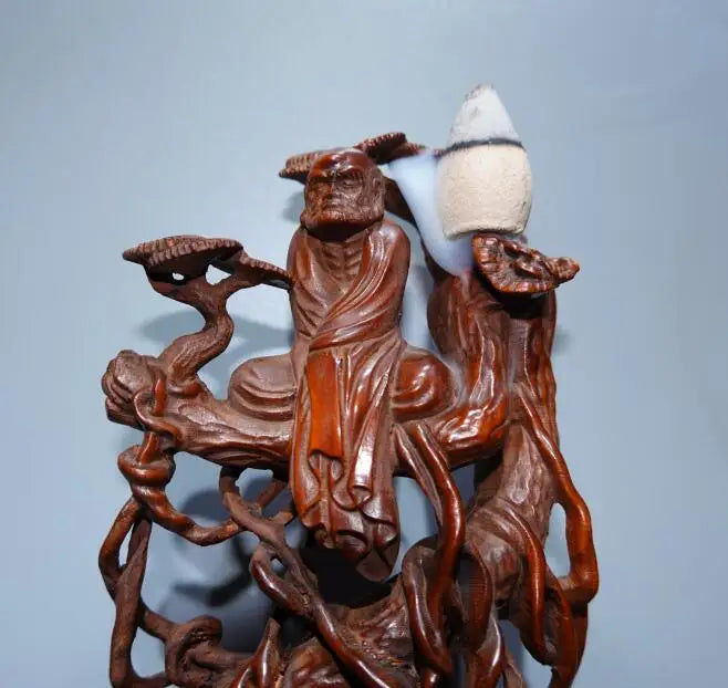 Archaize seiko Hand-carved boxwood Bodhidharma Patriarch household decoration crafts statue